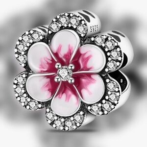 925 Sterling Silver Exquisite Diy Pendant With Beaded Floral Charm